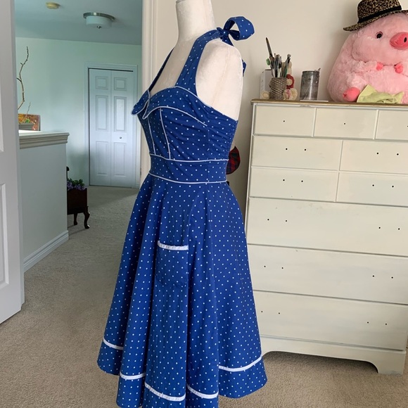 Hell Bunny Blueberry Swing Dress polka dots - small - Picture 9 of 10